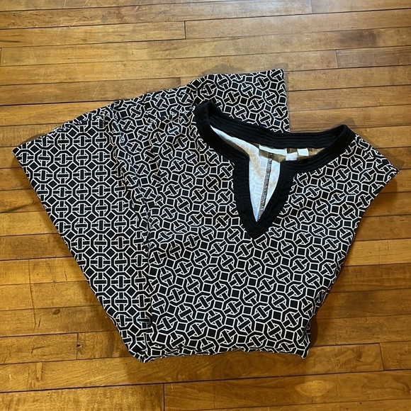 New York & Company Dress Black & White Geometric Cotton Print midi sz S - Picture 10 of 12
